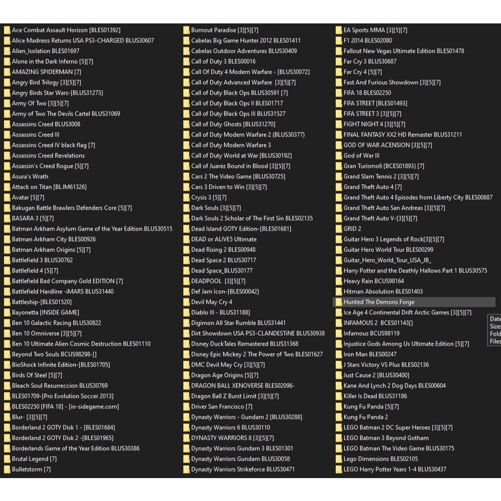 daftar list ps3